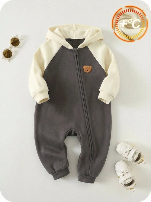Baby Warm Hooded Side Zip Jumpsuit