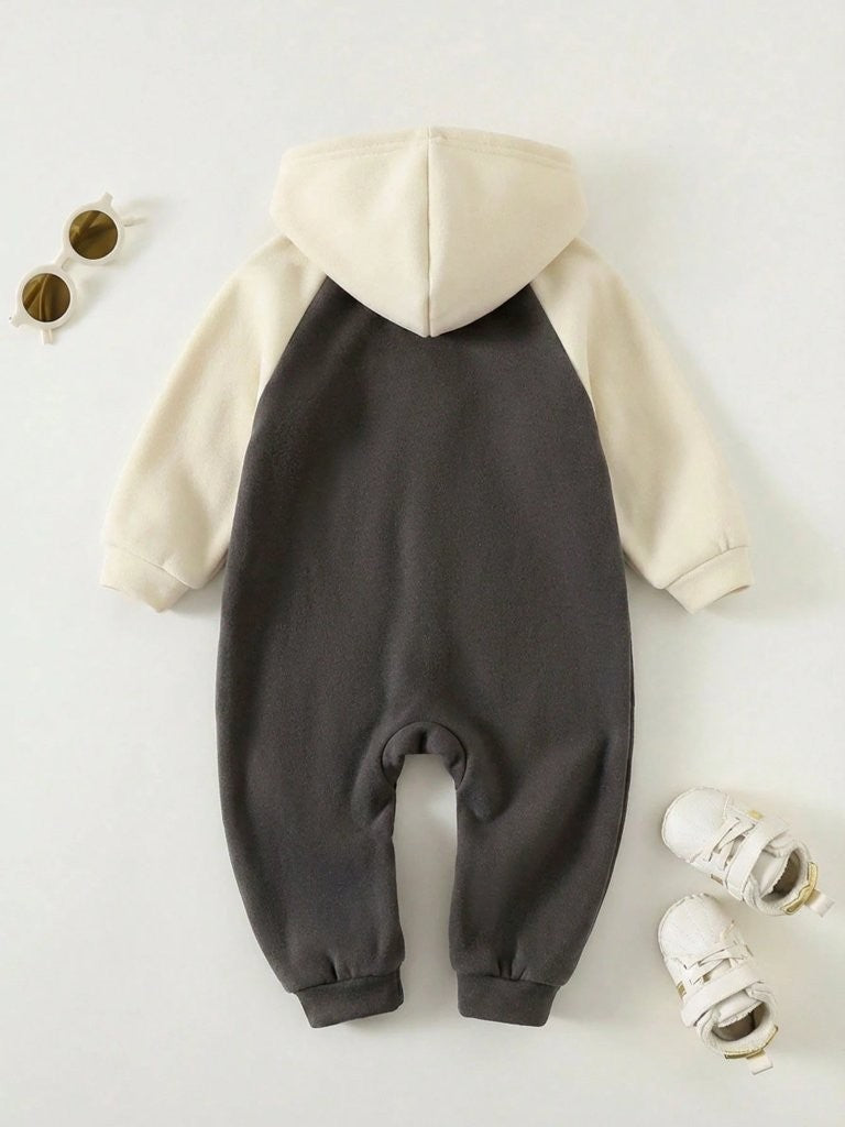 Baby Warm Hooded Side Zip Jumpsuit