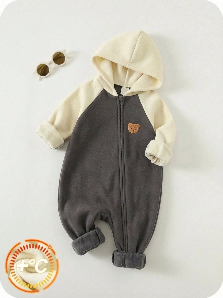 Baby Warm Hooded Side Zip Jumpsuit