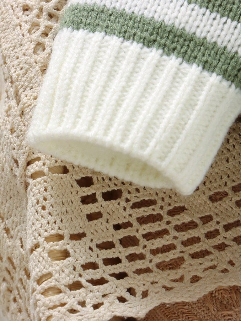 Baby Green Stripe Crew Neck Knitted Jumpsuit