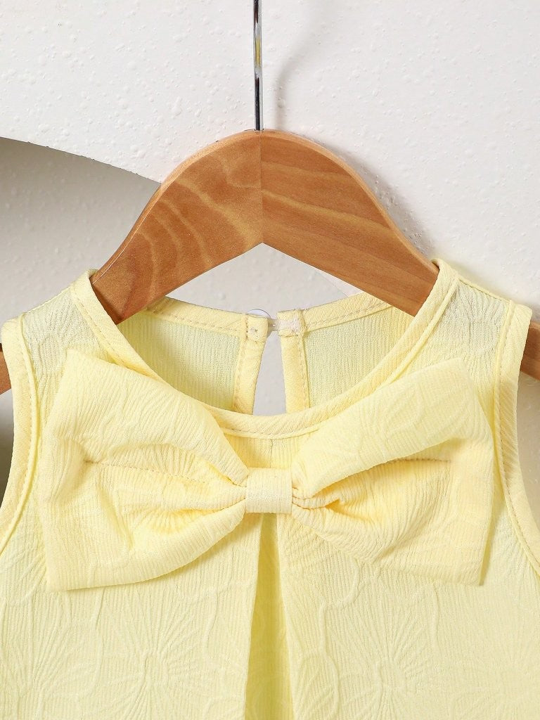 Baby Yellow Elegant Colour Tulle Bow Dress
