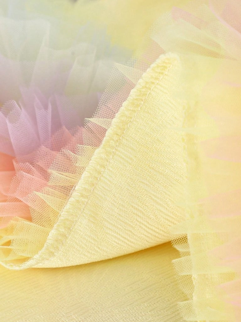 Baby Yellow Elegant Colour Tulle Bow Dress