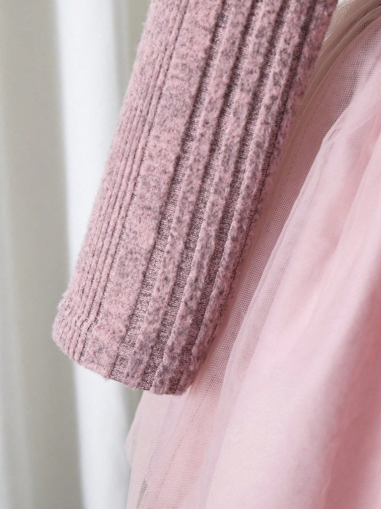 Baby Dusty Pink Ruffle Trim Bow Dress