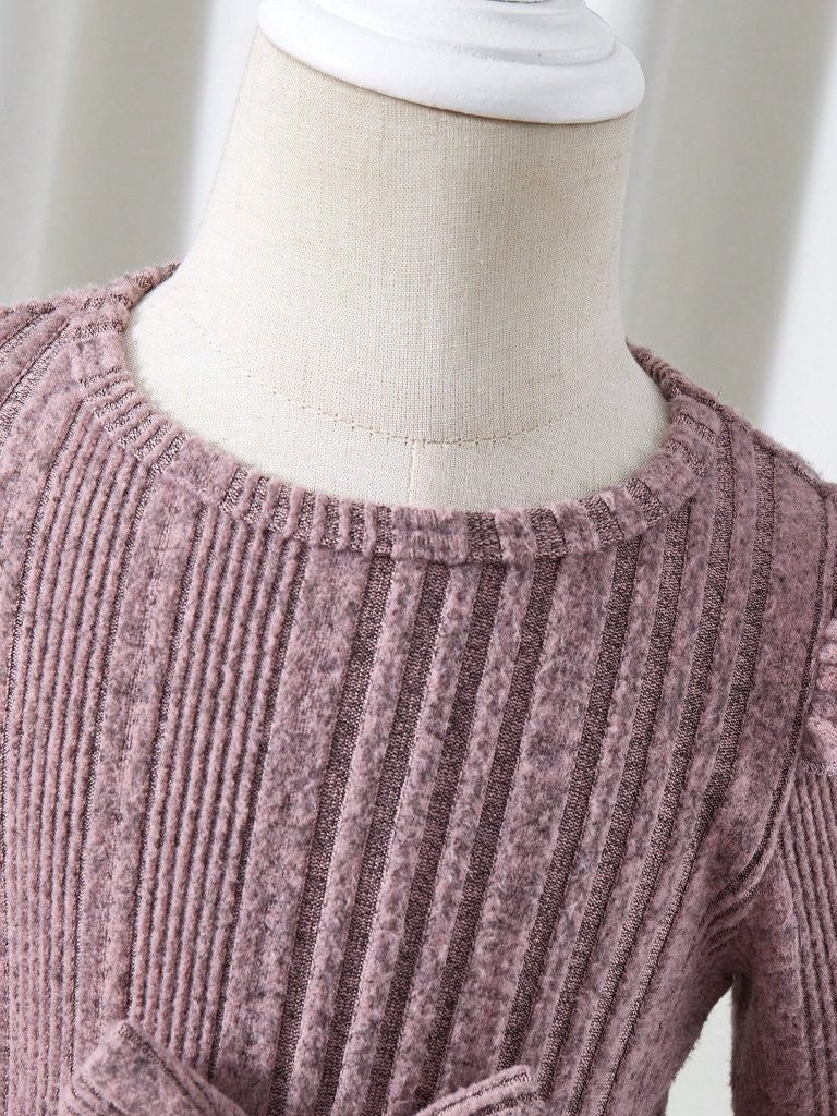 Baby Dusty Pink Ruffle Trim Bow Dress
