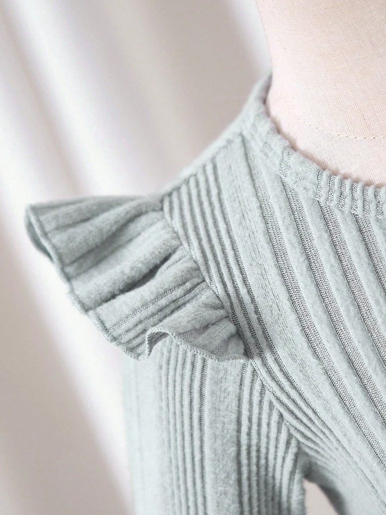 Baby Light Grey Ruffle Trim Bow Dress