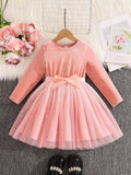 Toddler Girls Light Pink Star Sparkle Velvet Dress