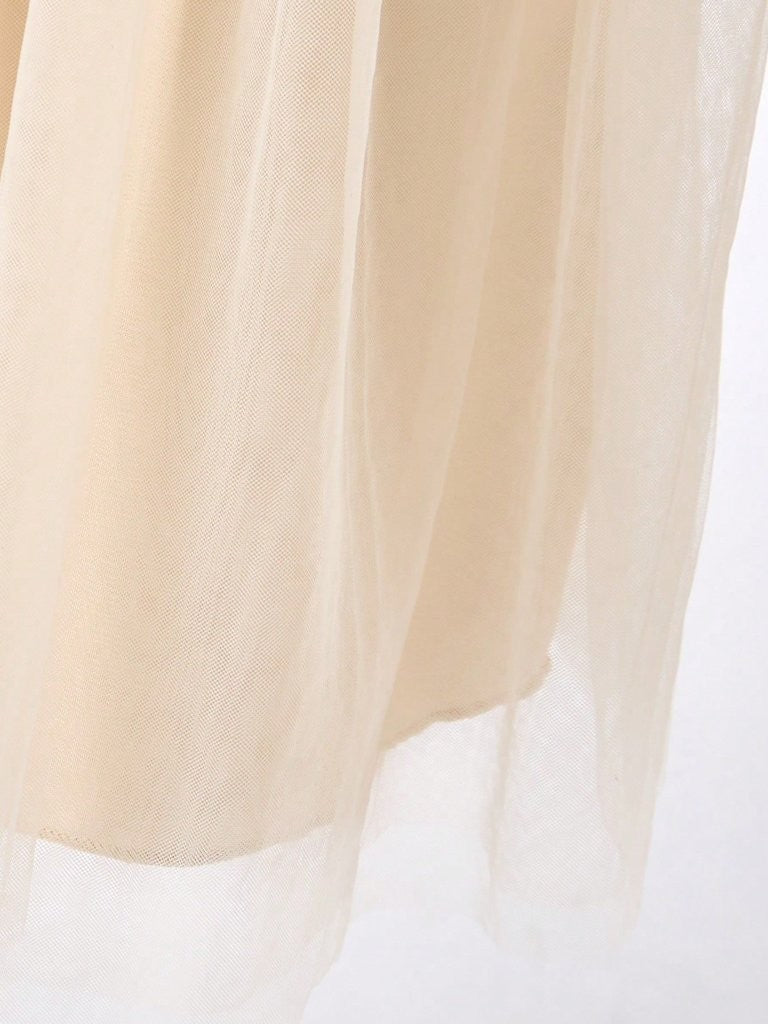 Toddler Girls Champagne Sequin Silk Belt Dress