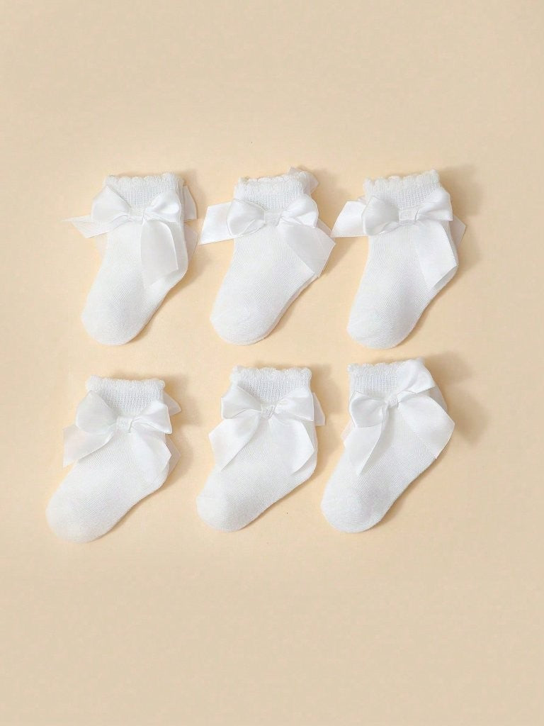 Baby White Silk Bow Ankle Socks One Pair