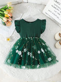 Baby Green Embroidery Short Sleeve Dress