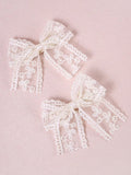 2 Piece Lace French Hair Clips Beige