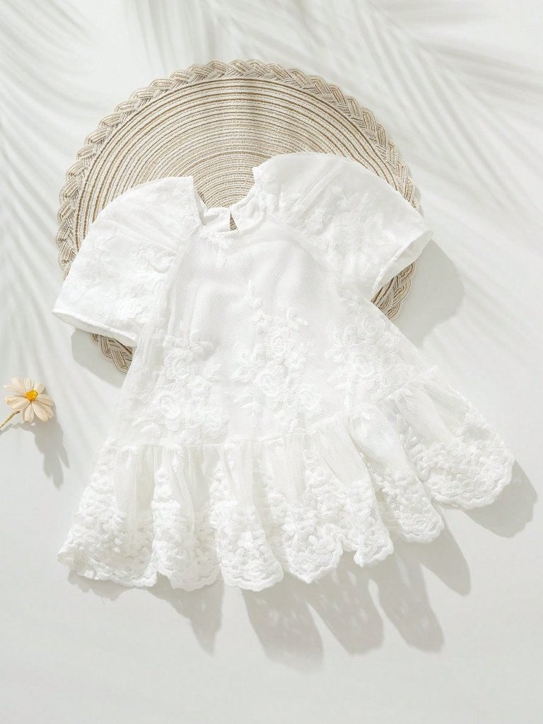 Baby White Mesh Fabric Dress