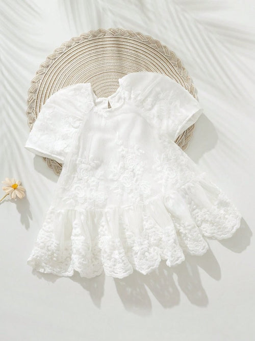 Baby White Mesh Fabric Dress