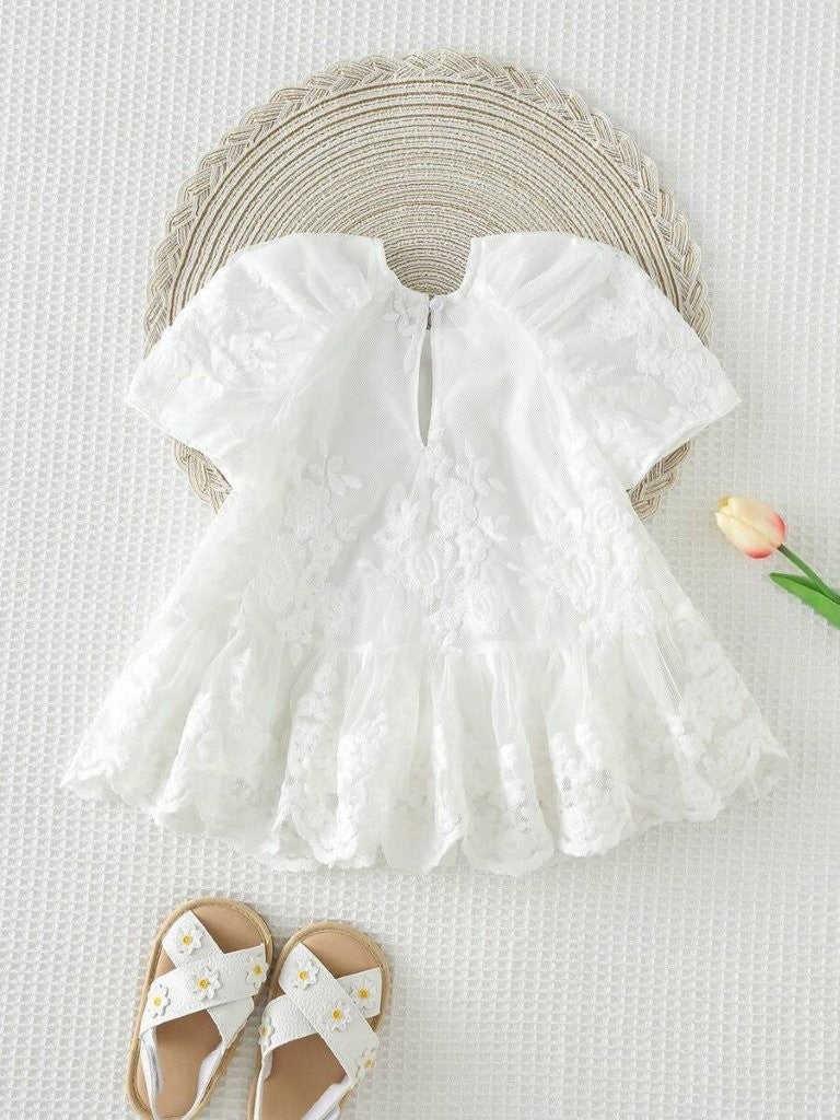 Baby White Mesh Fabric Dress