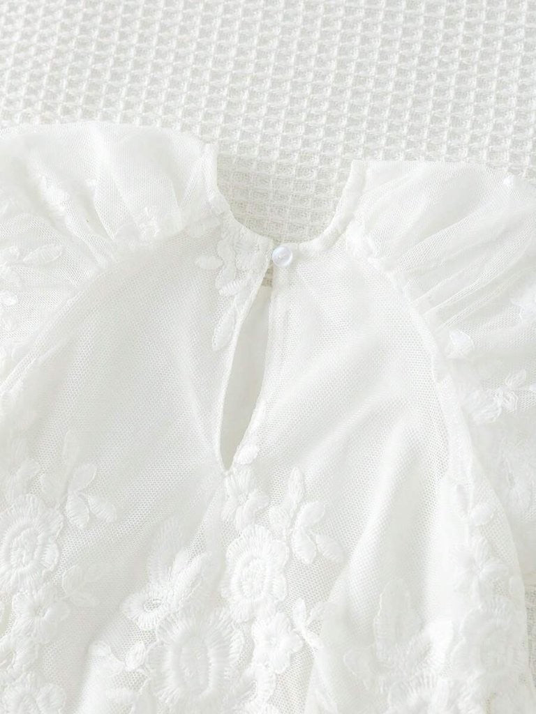Baby White Mesh Fabric Dress
