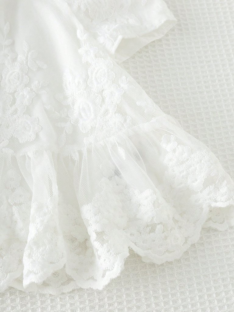 Baby White Mesh Fabric Dress