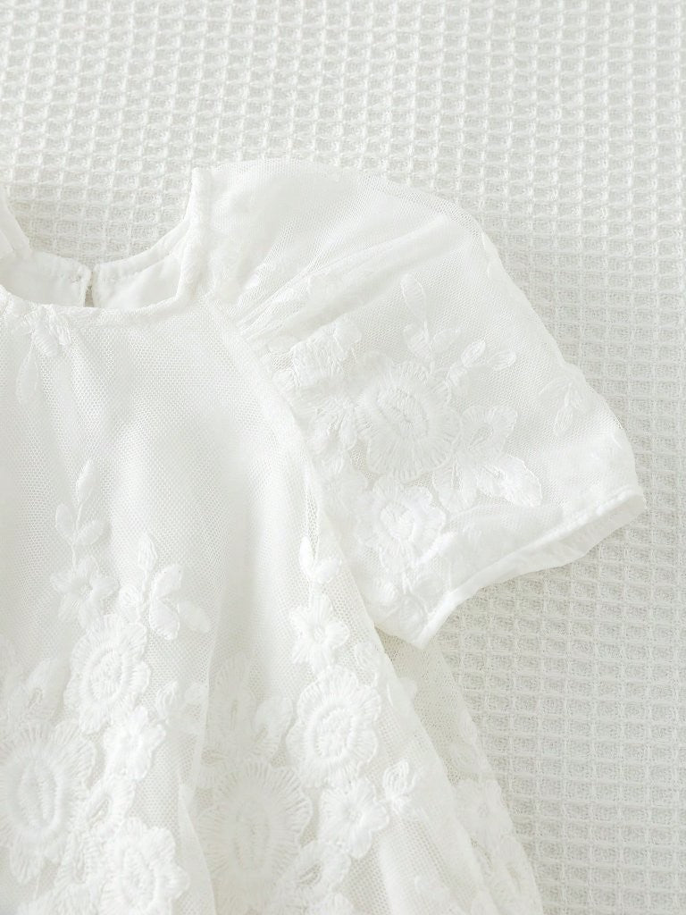 Baby White Mesh Fabric Dress