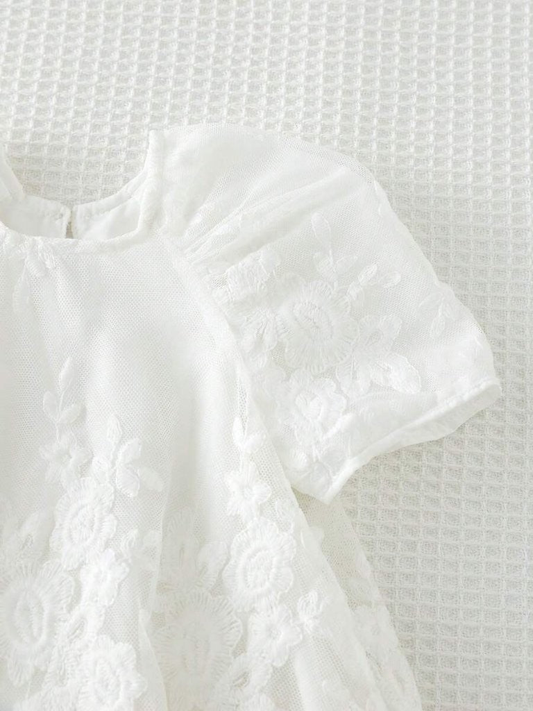 Baby White Mesh Fabric Dress