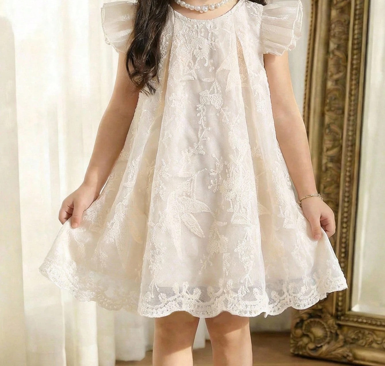 Baby Apricot Floral Summer Flower Dress