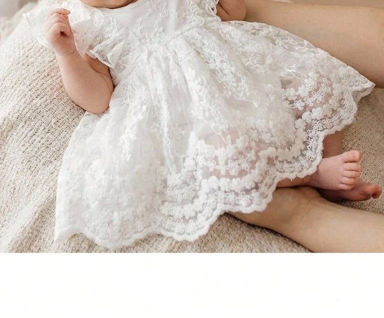 Baby White Baptism Versatile Embroidery Lace Dress