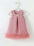 Baby Elegant Tweed Mesh Dress Pink