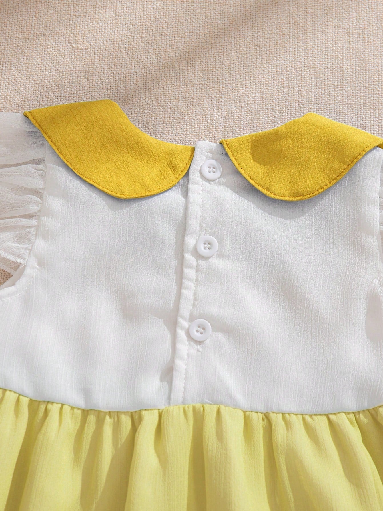 Baby Yellow Colour Block Cap Sleeve Dress