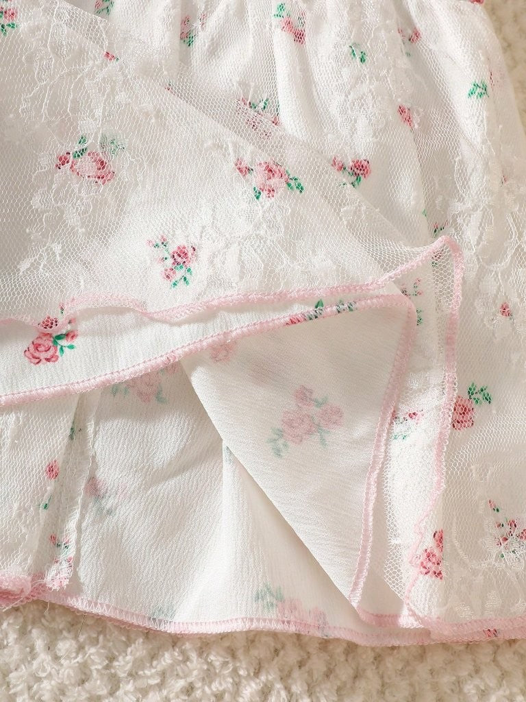 Baby Light Pink Floral Lace Collar Dress