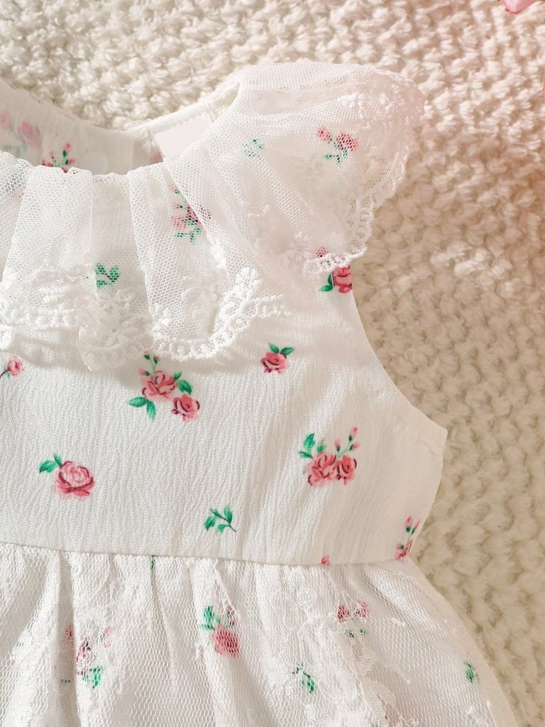 Baby Light Pink Floral Lace Collar Dress