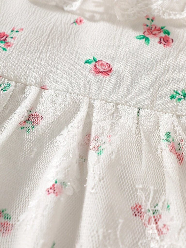 Baby Light Pink Floral Lace Collar Dress