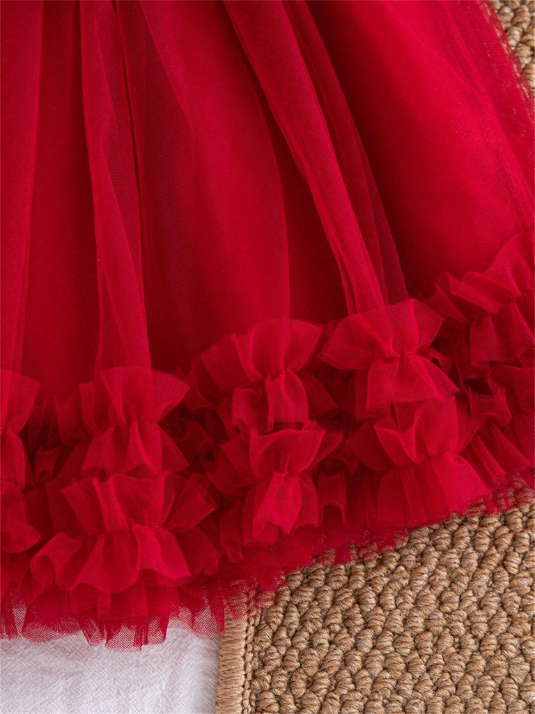 Baby Girls Red Big Bow Party Dress