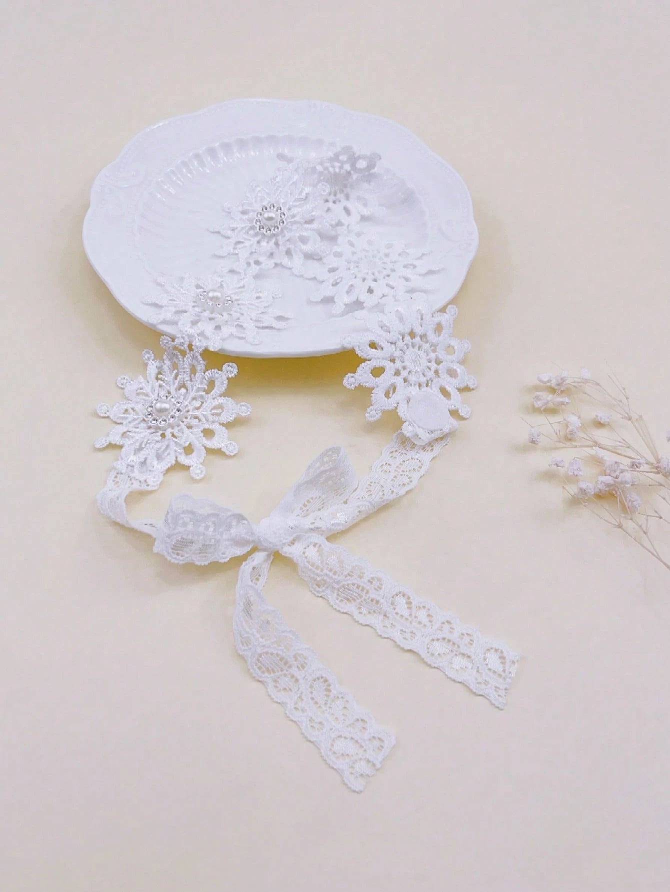 Baby White Lace Pearl Headband