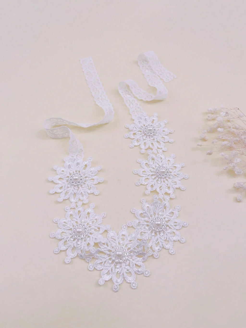 Baby White Lace Pearl Headband