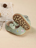 Baby Green Floral Print Bow Shoes