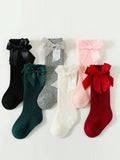 Baby 6 Pairs long Bow Socks 0-1 Years