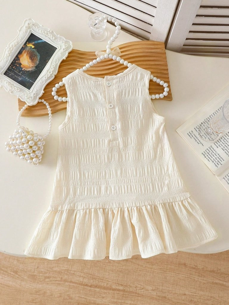 Baby Sleeveless Textured Dress Cream