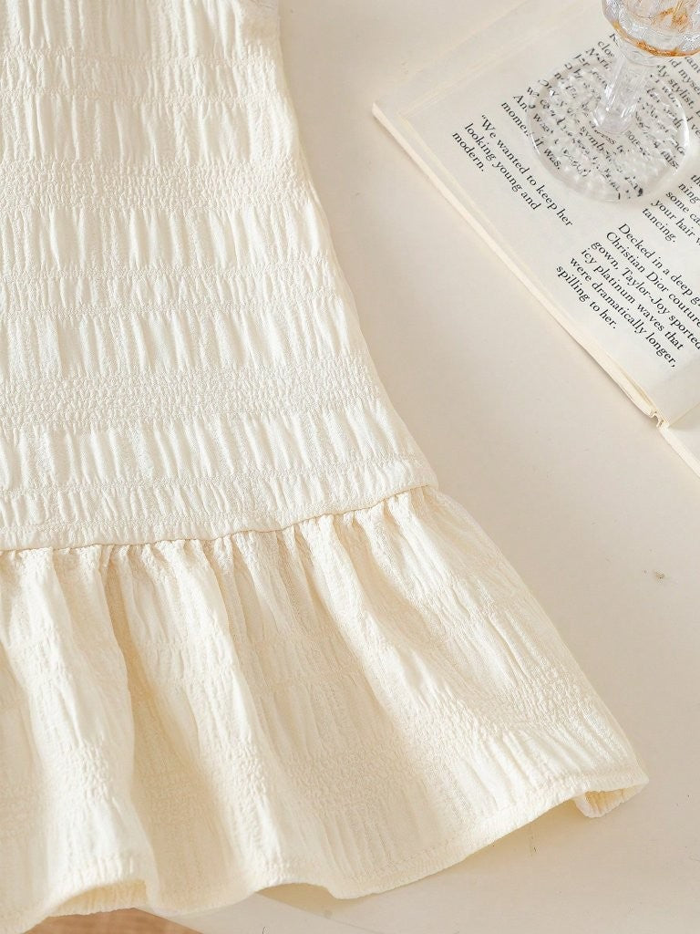Baby Sleeveless Textured Dress Cream