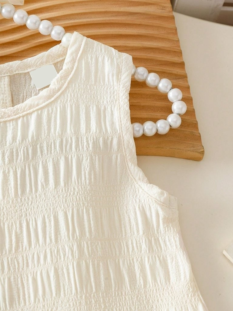 Baby Sleeveless Textured Dress Cream