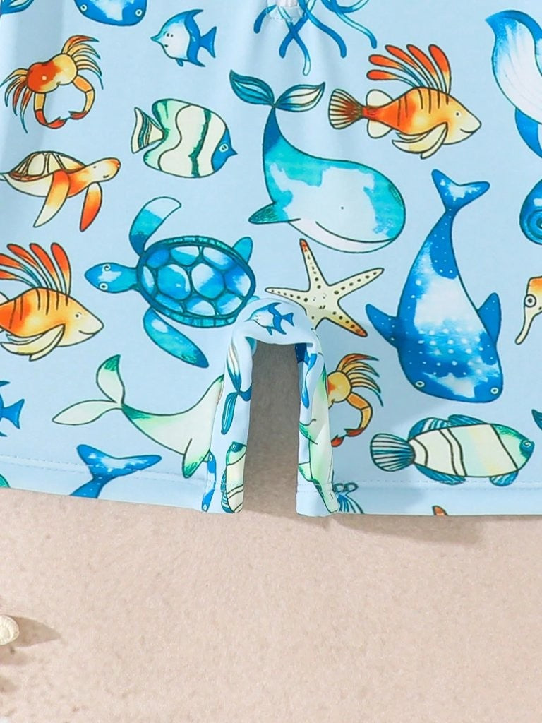 Baby Sea Animals Print Swimming Costume Set