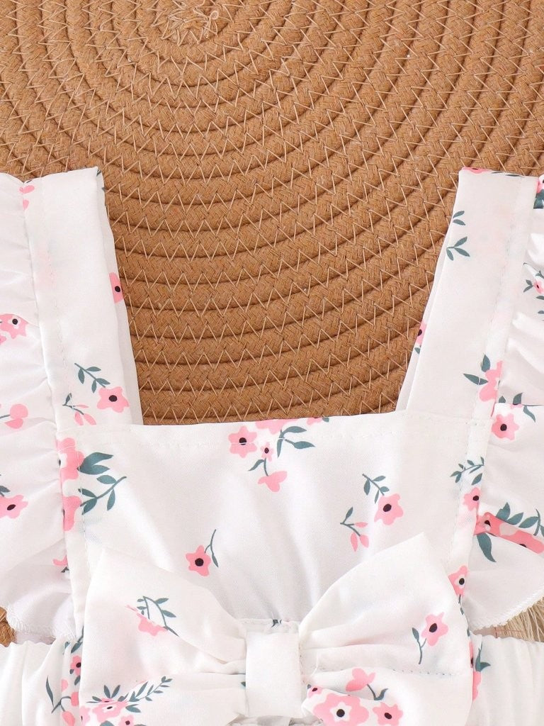 Baby Cute Light Pink Floral Bodysuit Dress