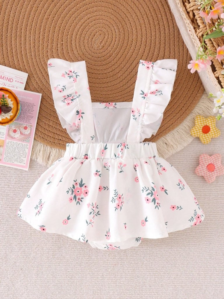 Baby Cute Light Pink Floral Bodysuit Dress