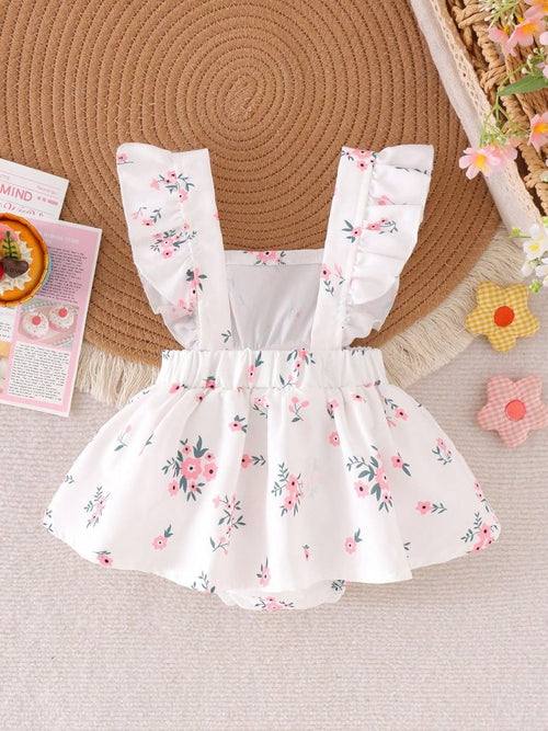 Baby Cute Light Pink Floral Bodysuit Dress