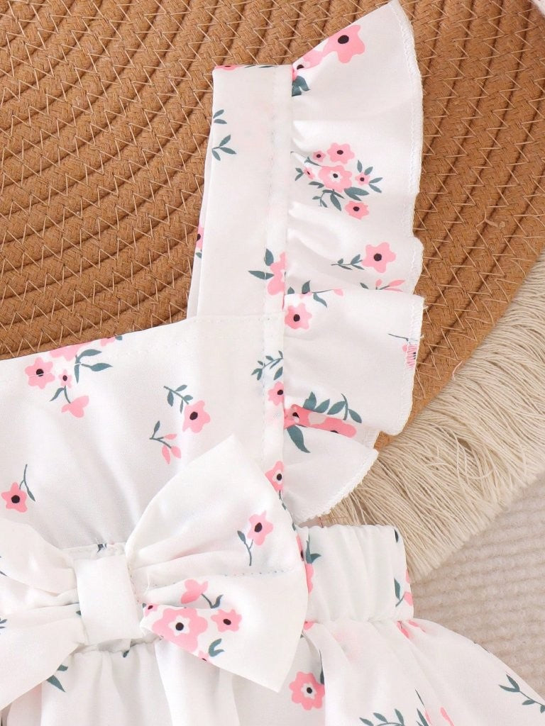 Baby Cute Light Pink Floral Bodysuit Dress