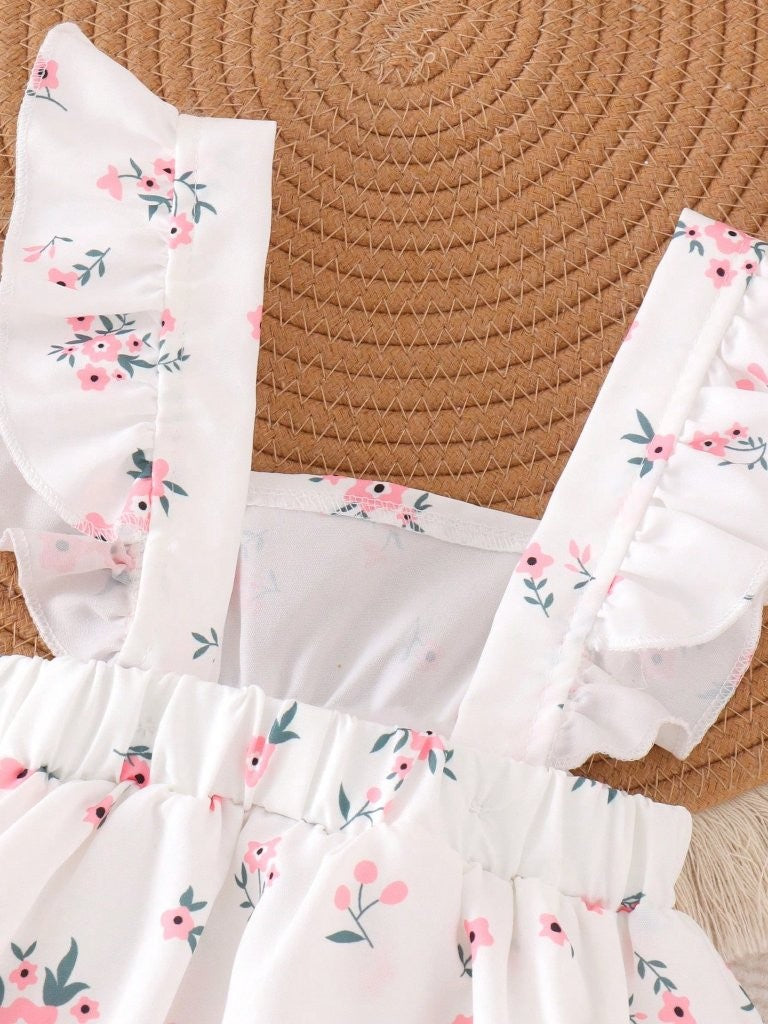 Baby Cute Light Pink Floral Bodysuit Dress