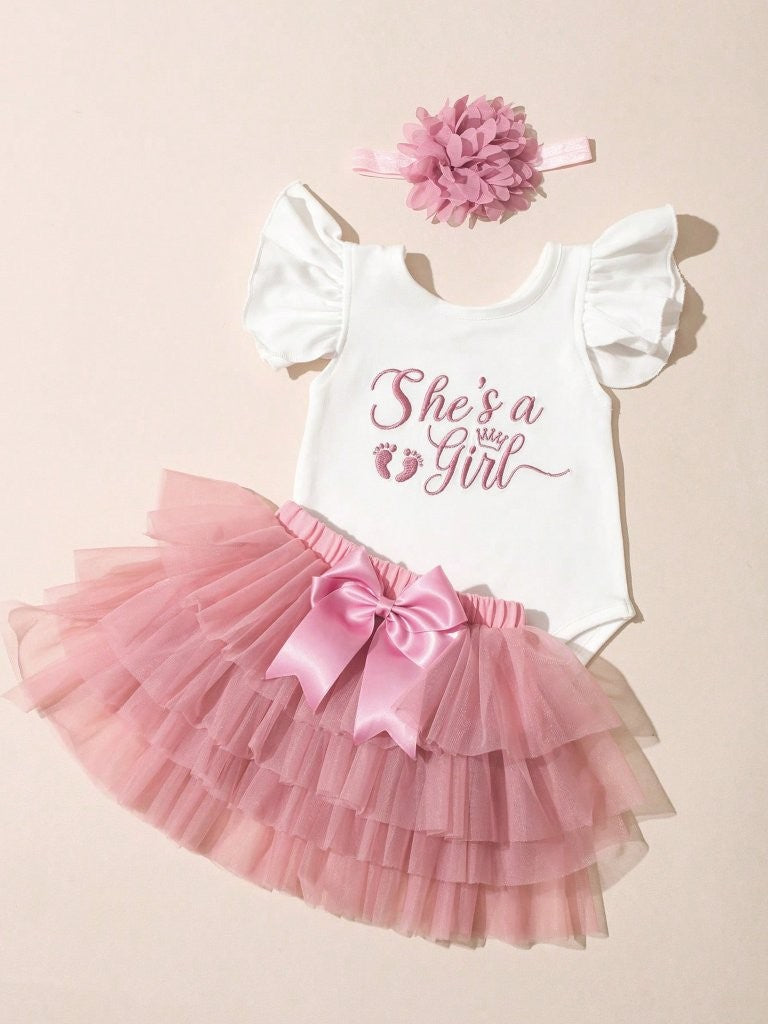 Baby She's A Girl Bodysuit And Tutu Set Pink
