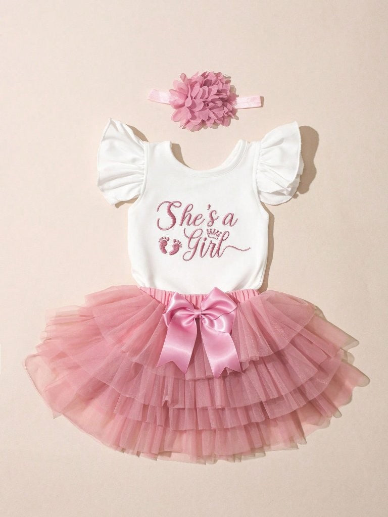 Baby She's A Girl Bodysuit And Tutu Set Pink