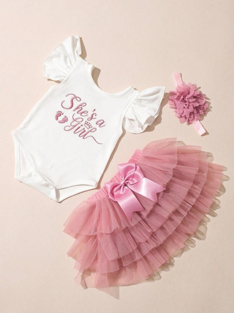 Baby She's A Girl Bodysuit And Tutu Set Pink