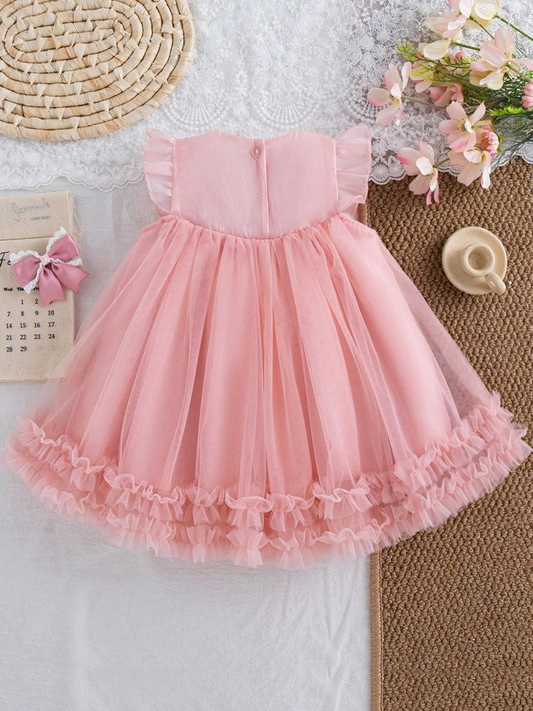 Baby Girls Pink Big Bow Party Dress