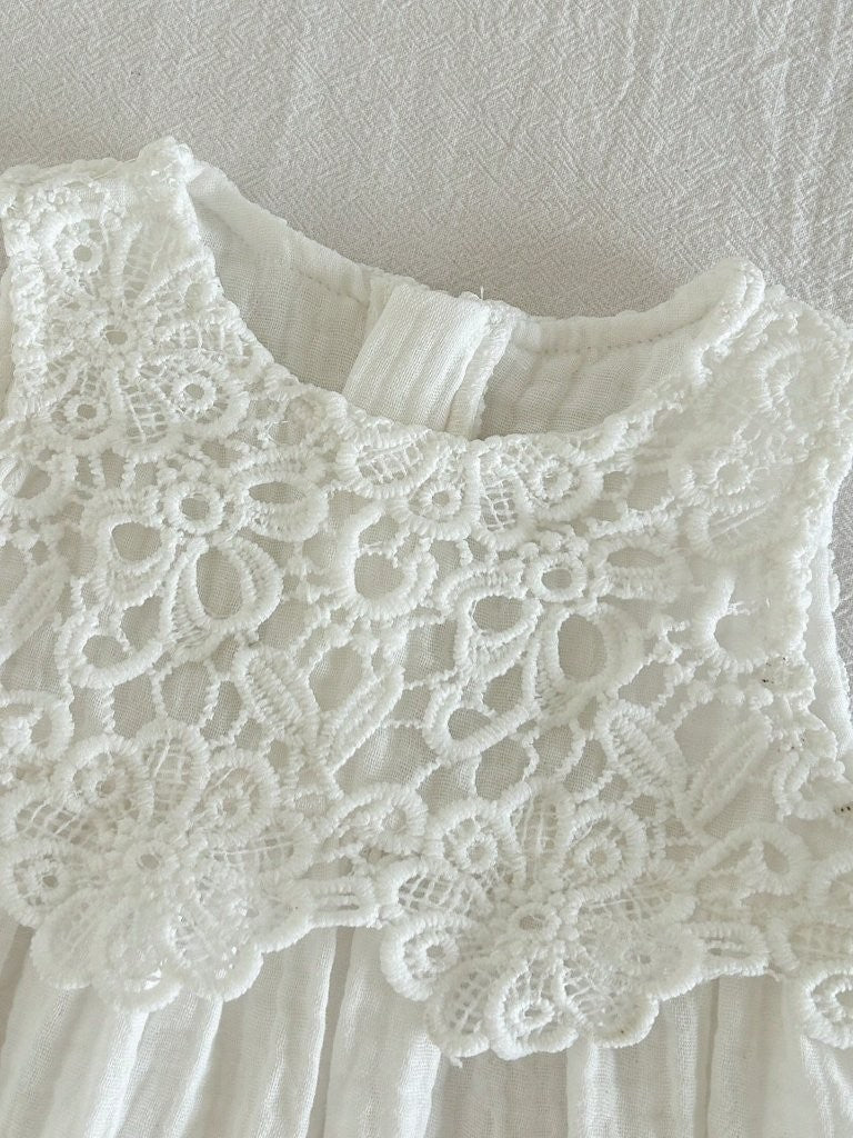 Baby White Lace A Line Round Neck Dress
