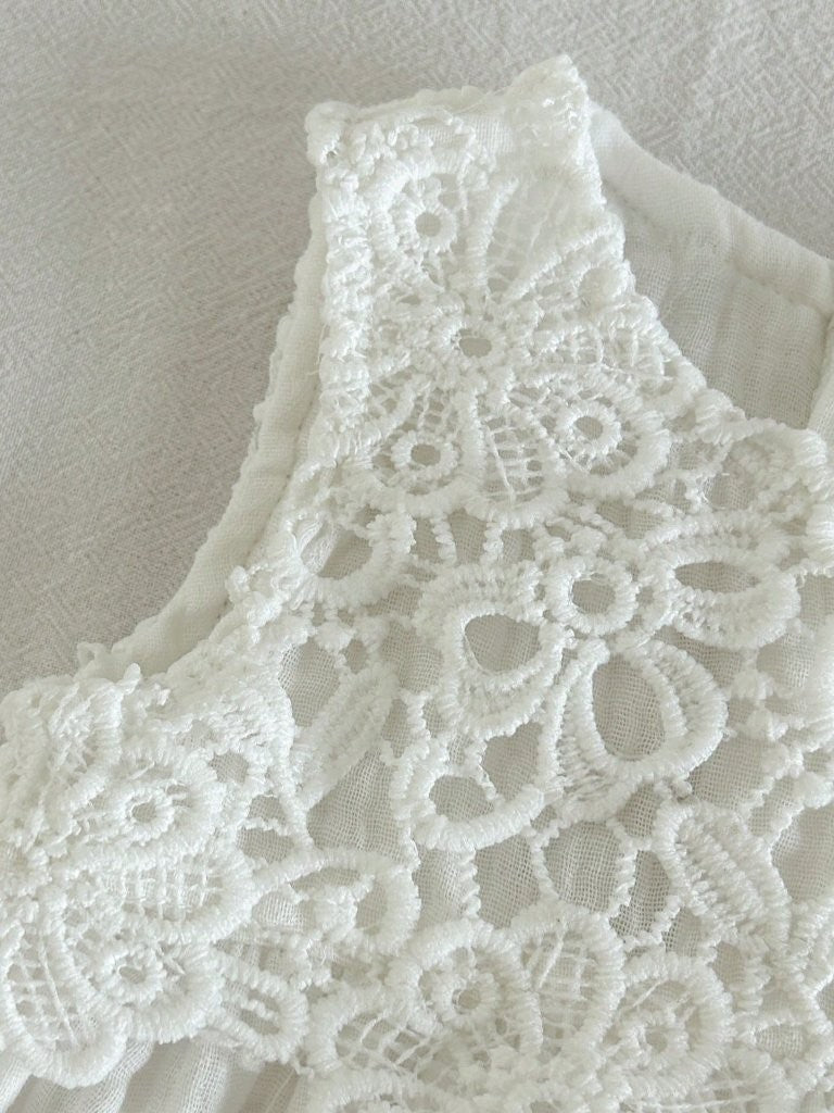 Baby White Lace A Line Round Neck Dress