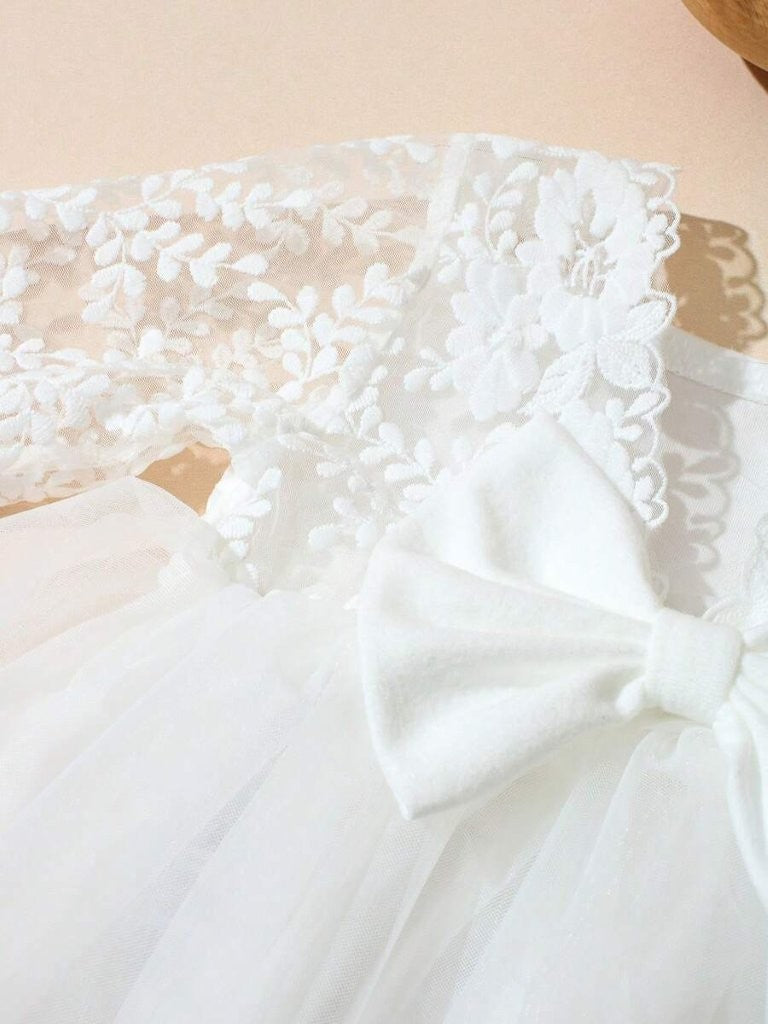Baby White Lace Baptism Photography Dress With Headband