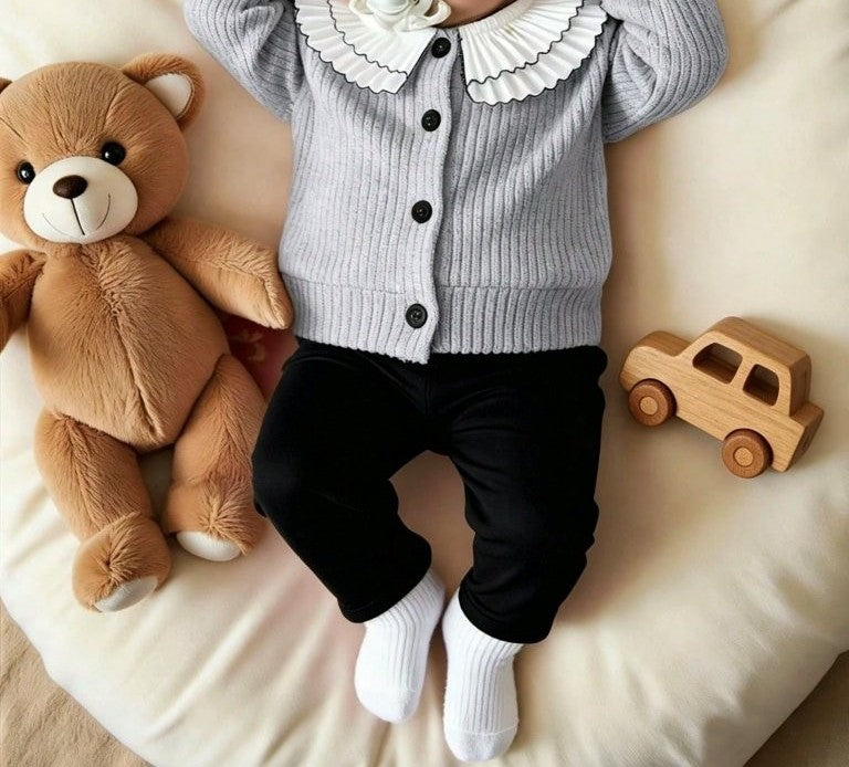 Baby 2 Piece Grey Cardigan And Pants Set